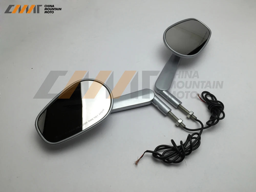 Silver Rear View Mirrors Muscle LED Turn Signals Light case for Harley V-ROD V ROD VRSCF