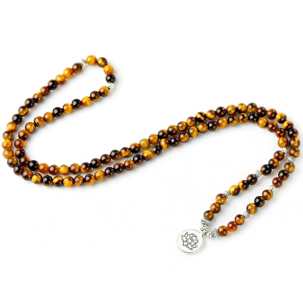 6mm Natural A Grade Tiger Eye Stone 108 Mala Beads Bracelet or Necklace Energy Stone Yoga Mediation For Female Men Male Jewelry