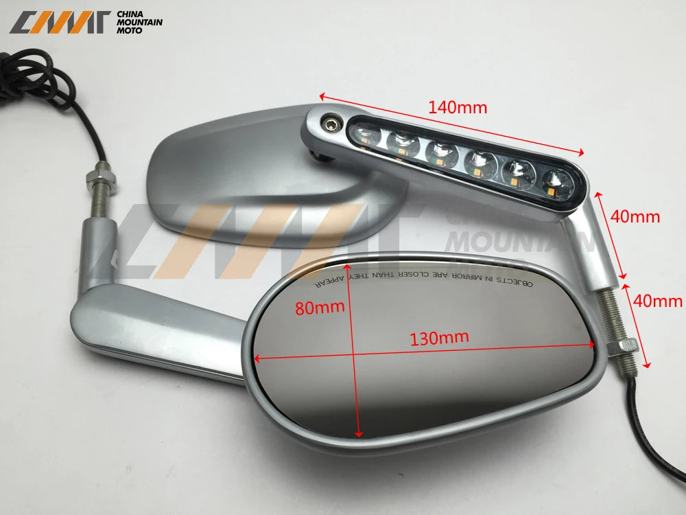 Silver Rear View Mirrors Muscle LED Turn Signals Light case for Harley V-ROD V ROD VRSCF