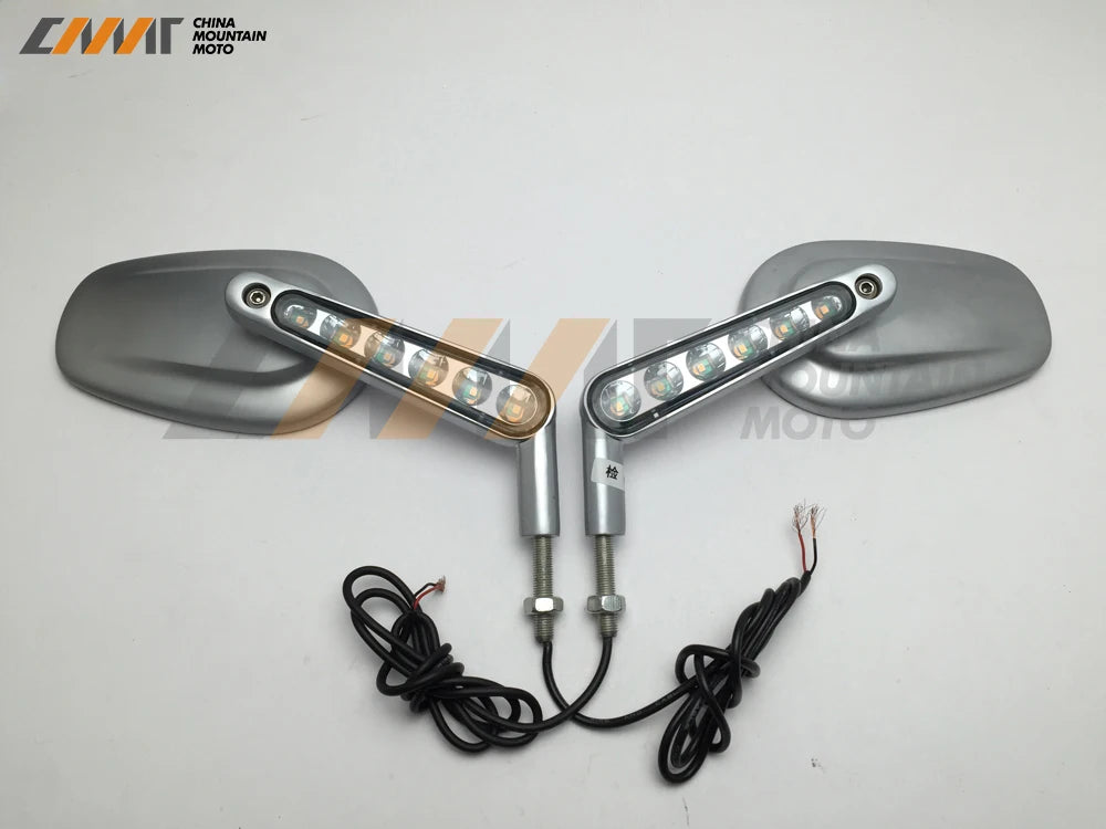 Silver Rear View Mirrors Muscle LED Turn Signals Light case for Harley V-ROD V ROD VRSCF