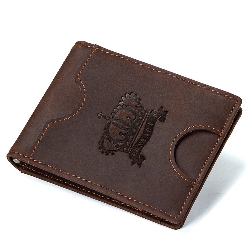 CONTACT'S men RFID Genuine Leather Card Wallet Slim Bifold  Money Clip Mini Purse Women Men Money Coin bag card holder pocket