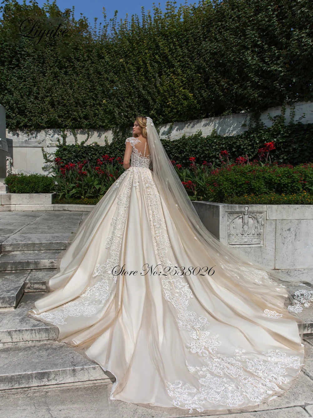 Liyuke Champagne Color Ball Gown Wedding Dress