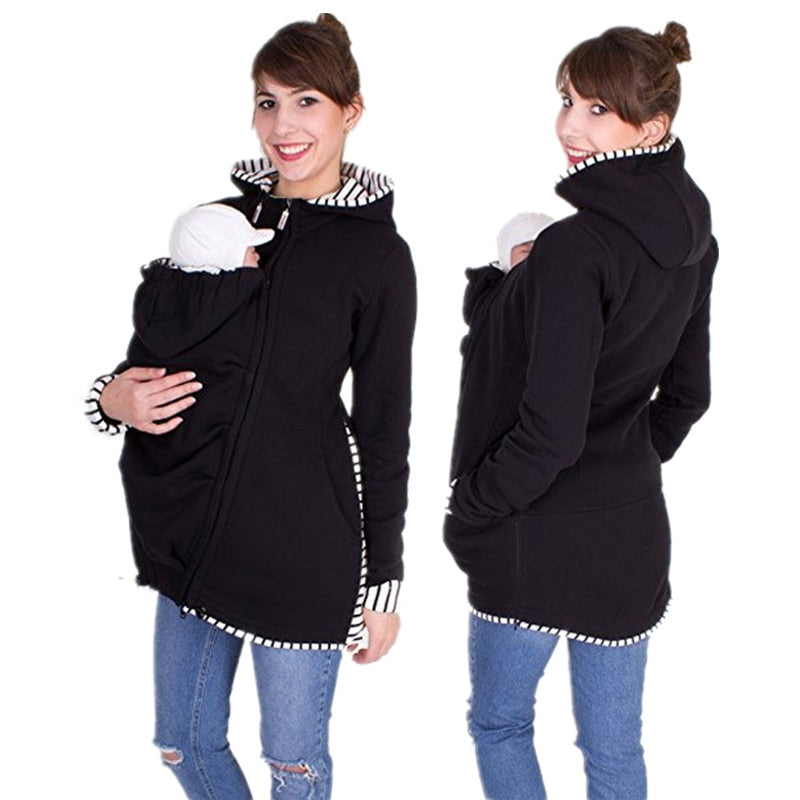 Maternity Women Clothes Baby Carrier Jacket Kangaroo Spring Autumn Maternity Coat With Zipper Hoodie For Pregnant Women B0034