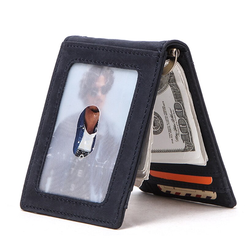 CONTACT'S men RFID Genuine Leather Card Wallet Slim Bifold  Money Clip Mini Purse Women Men Money Coin bag card holder pocket