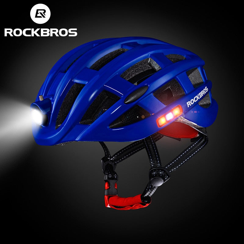 ROCKBROS Bicycle Light Helmet Waterproof Bike Helmet USB Charge Cycling Helmet Intergrally-molded MTB Road Bicycle Accessories