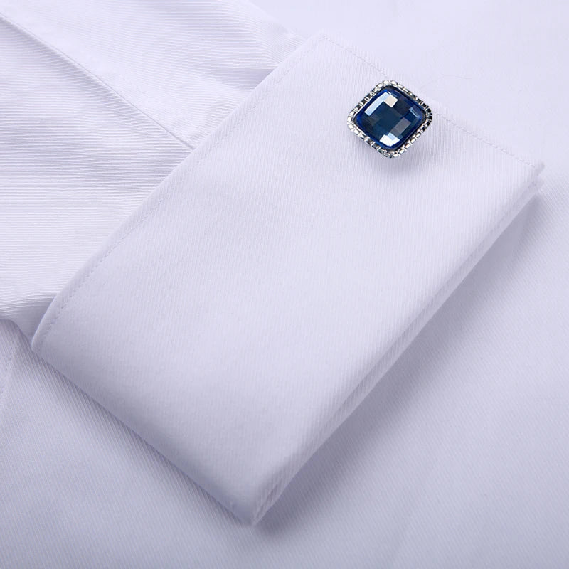 Men's Classic French Cuff Hidden Button Dress Shirt