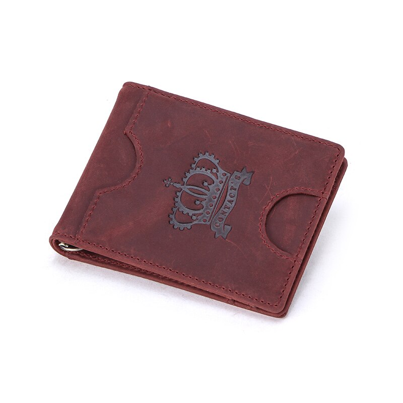 CONTACT'S men RFID Genuine Leather Card Wallet Slim Bifold  Money Clip Mini Purse Women Men Money Coin bag card holder pocket