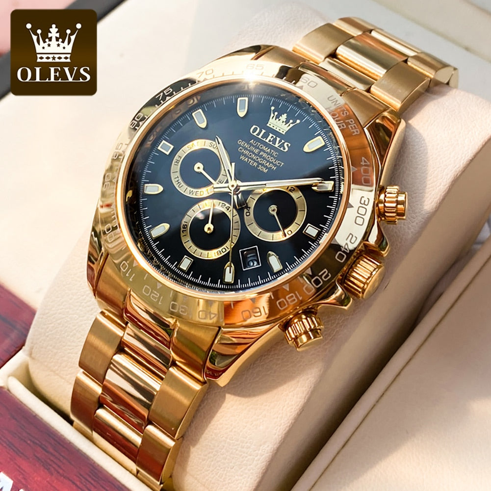 OLEVS Top Brand Men&#39;s Automatic Mechanical Watch Deep Waterproof Stainless Steel Strap Scratchproof Men Automatic Wristwatch