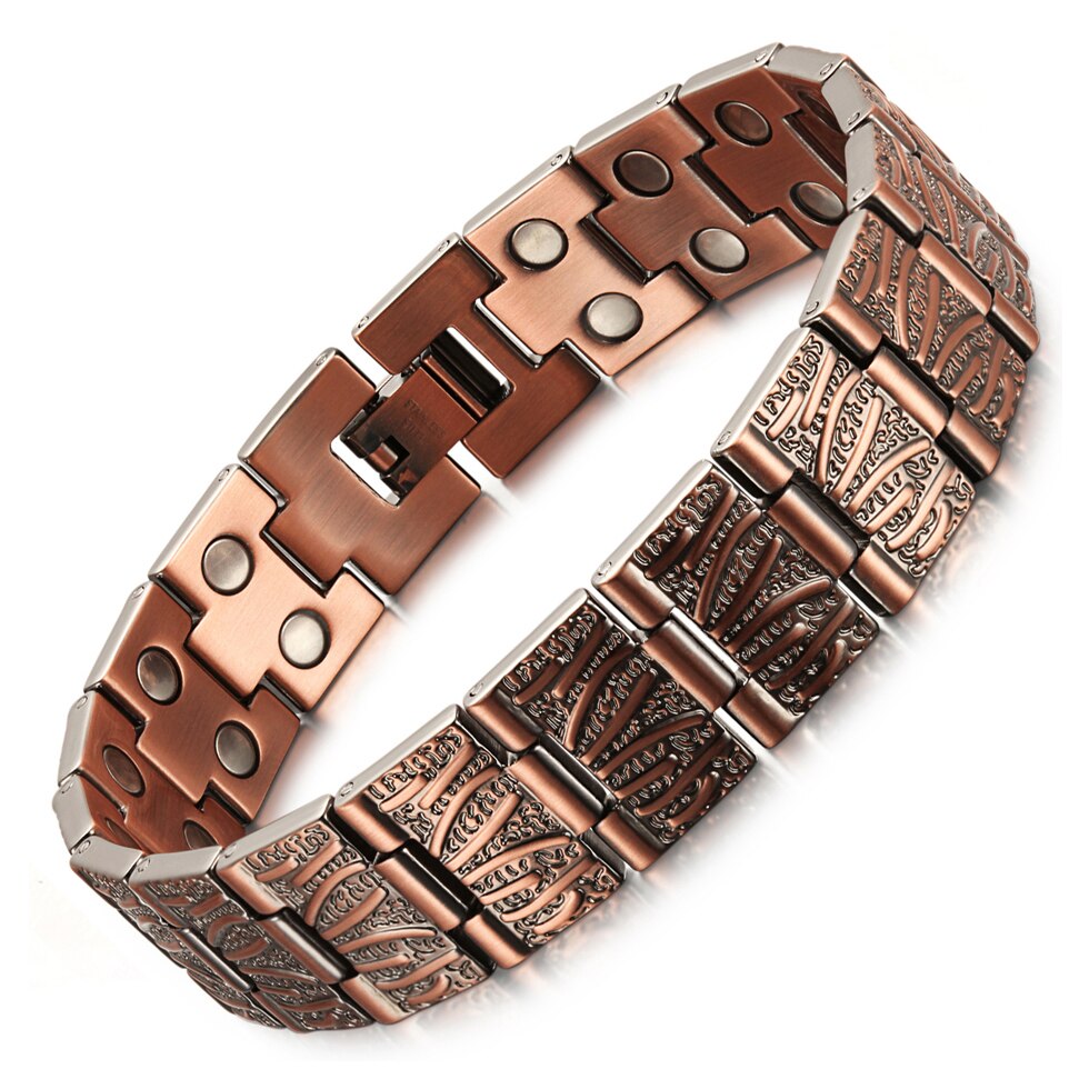 Oktrendy Red Copper Magnetic Bracelet for Men Women Double Row Magnet Healthy Energy Bracelets & Bangles Luxury Mens Jewellery