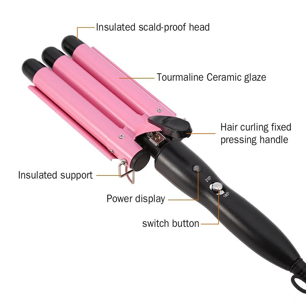 Ceramic Triple Barrel Hair Curler Professional Iron