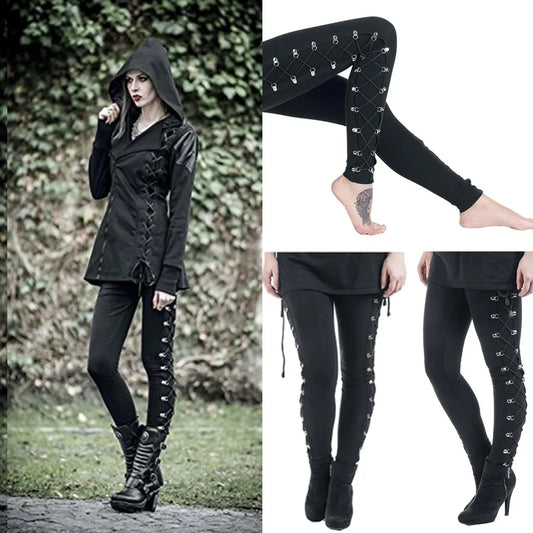 Y2k Gothic Pants Leggings Ladies Harajuku Side Lace Up