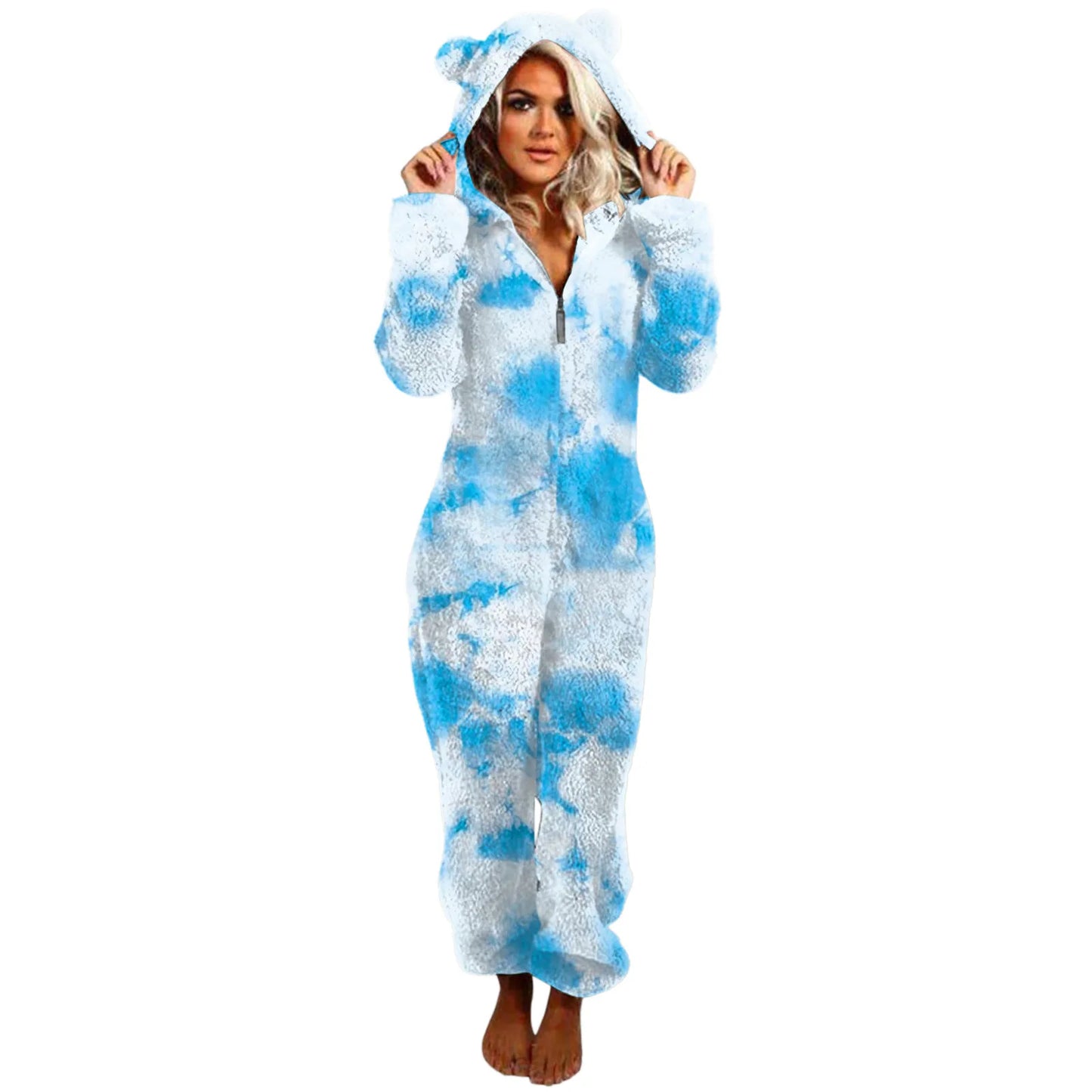 Winter Warm Tie Dye Pyjamas Women Onesize