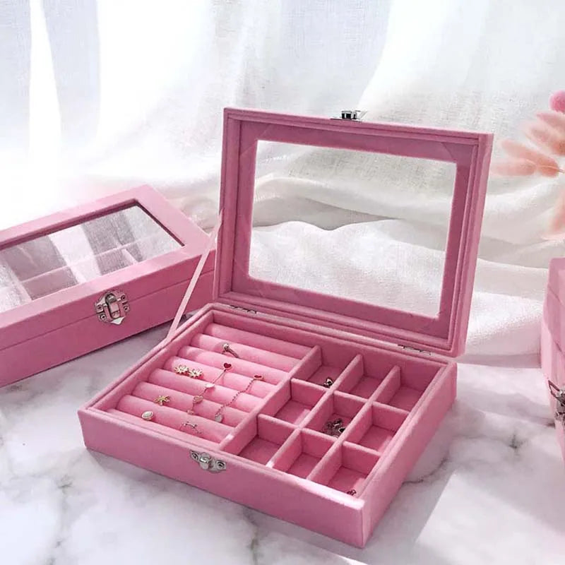 Hot Sales Fashion Portable Velvet Jewelry Box