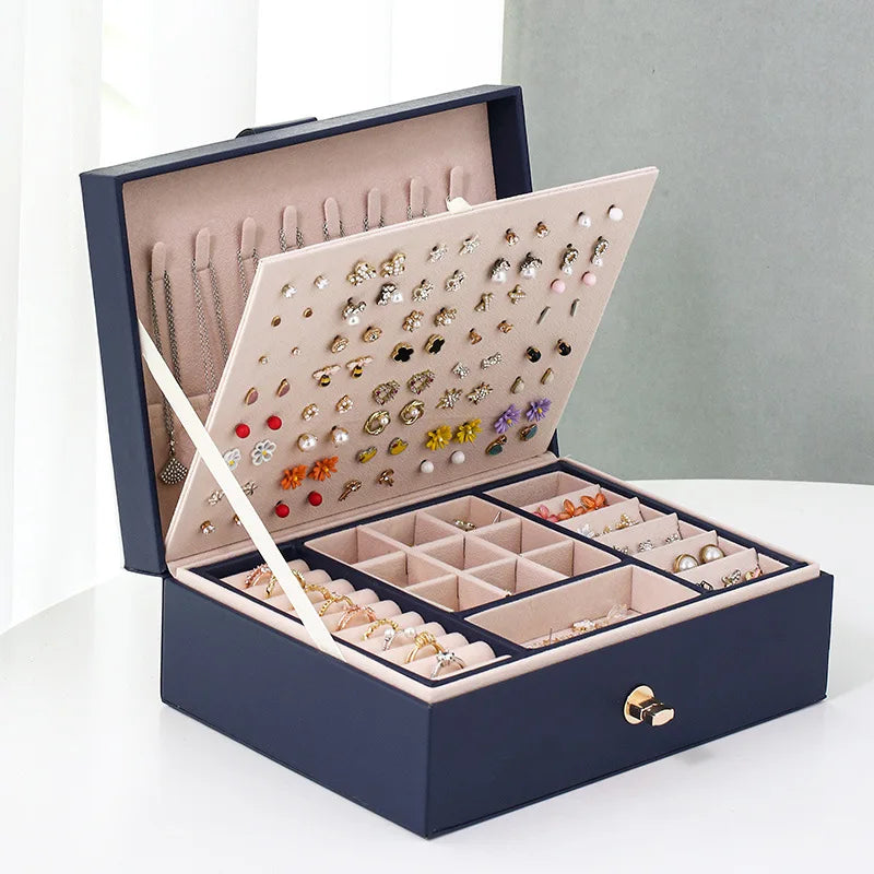 New Jewelry Box Portable Necklace Earrings Rings Holder