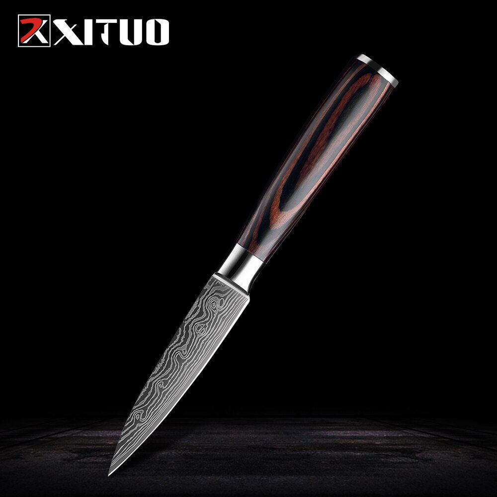 XITUO stainless steel kitchen knives set Japanese chef knife Damascus steel Pattern Utility Paring Santoku Slicing knife Health