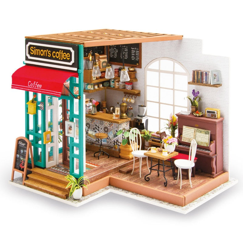 Robotime DIY House with Furniture Adult Doll House Miniature Dollhouse Wooden Kits Assemble