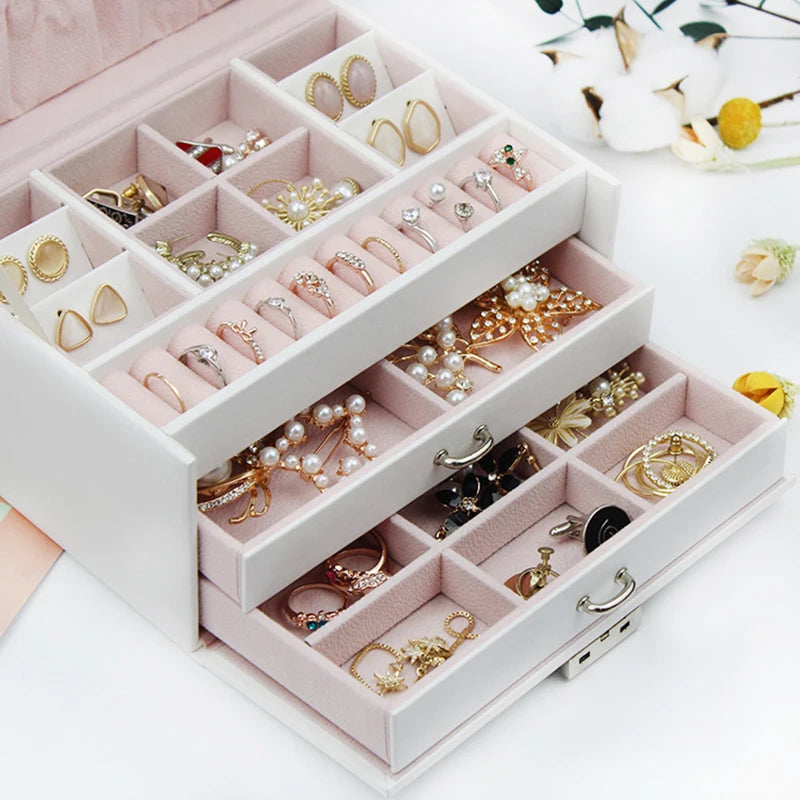 New 3-layers PU Jewelry Box Organizer Large