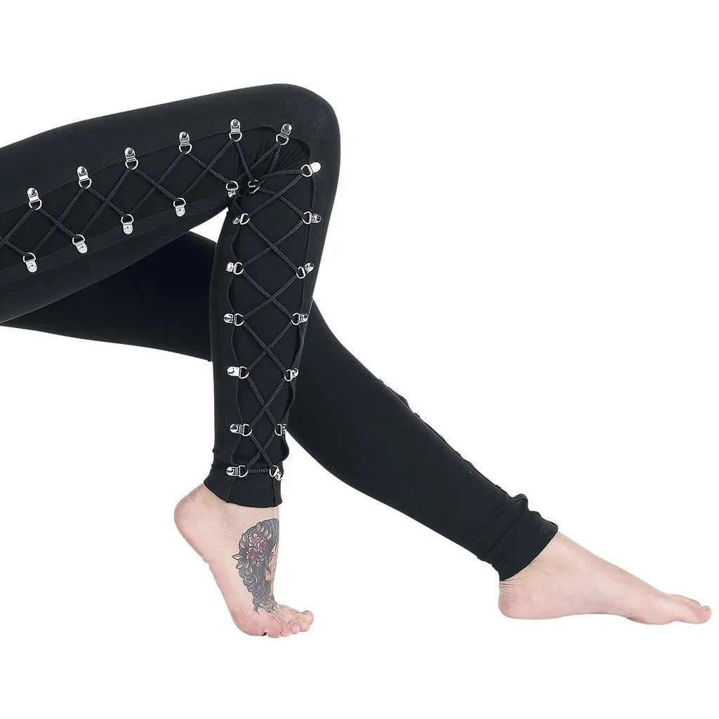 Y2k Gothic Pants Leggings Ladies Harajuku Side Lace Up