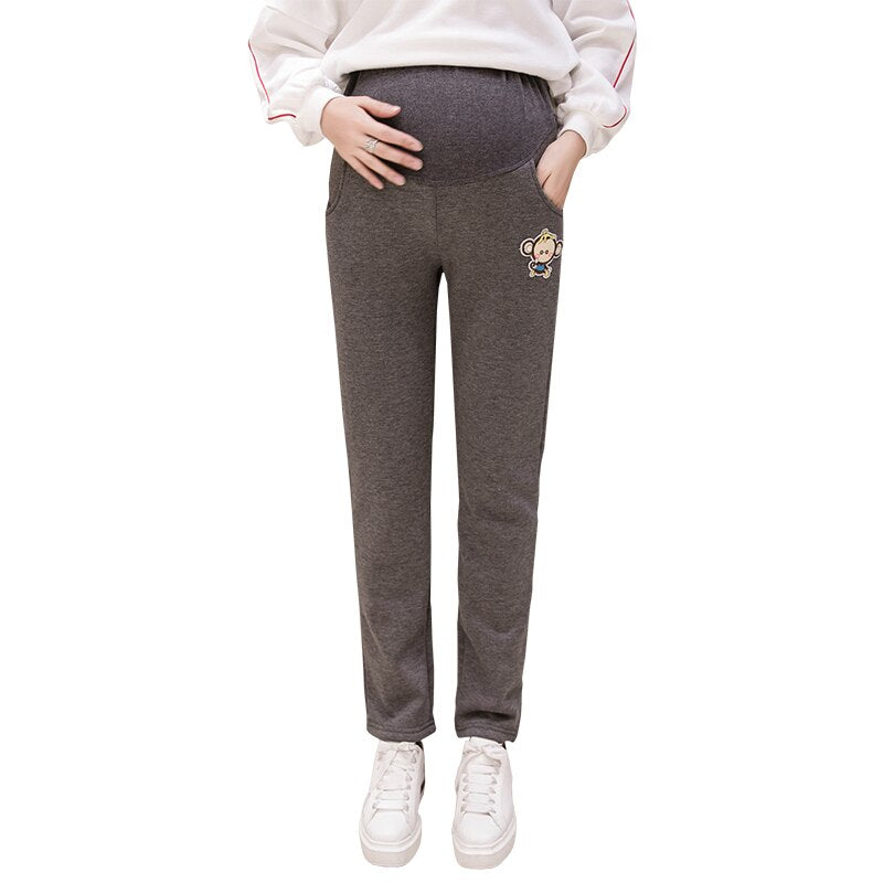 Autumn and Winter Women Clothing Maternity Clothes Winter Leggings Thickened with Velvet Pregnant Women Trousers Warm Pants