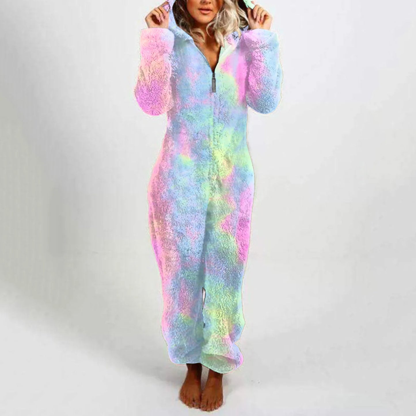 Winter Warm Tie Dye Pyjamas Women Onesize