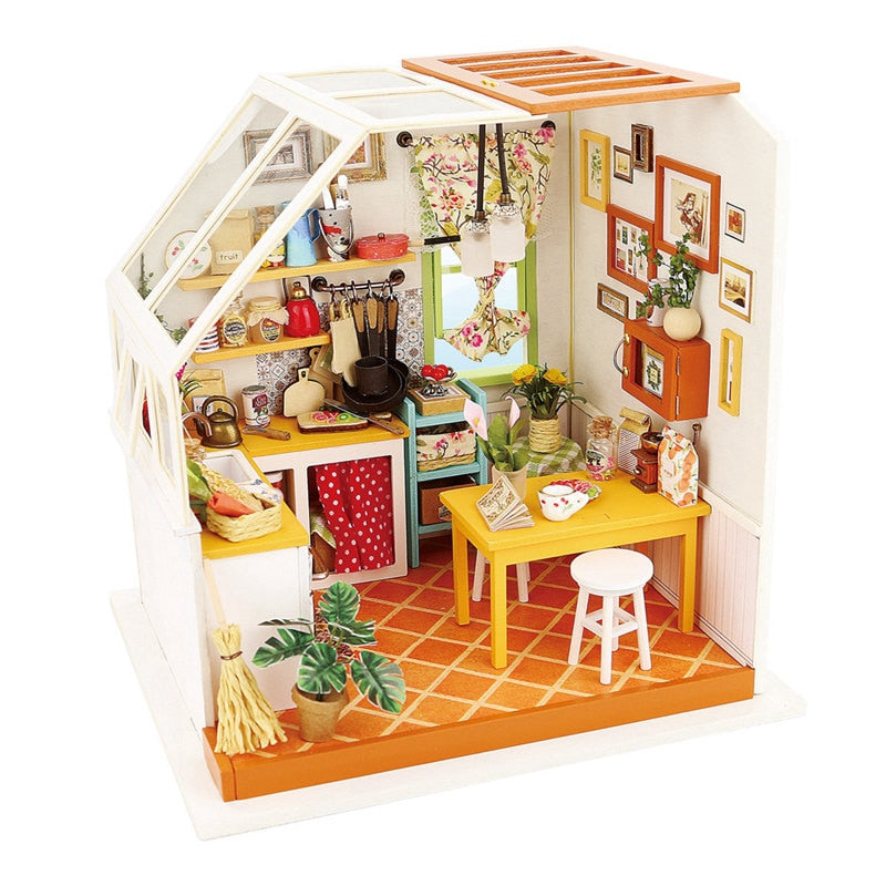 Robotime DIY House with Furniture Adult Doll House Miniature Dollhouse Wooden Kits Assemble