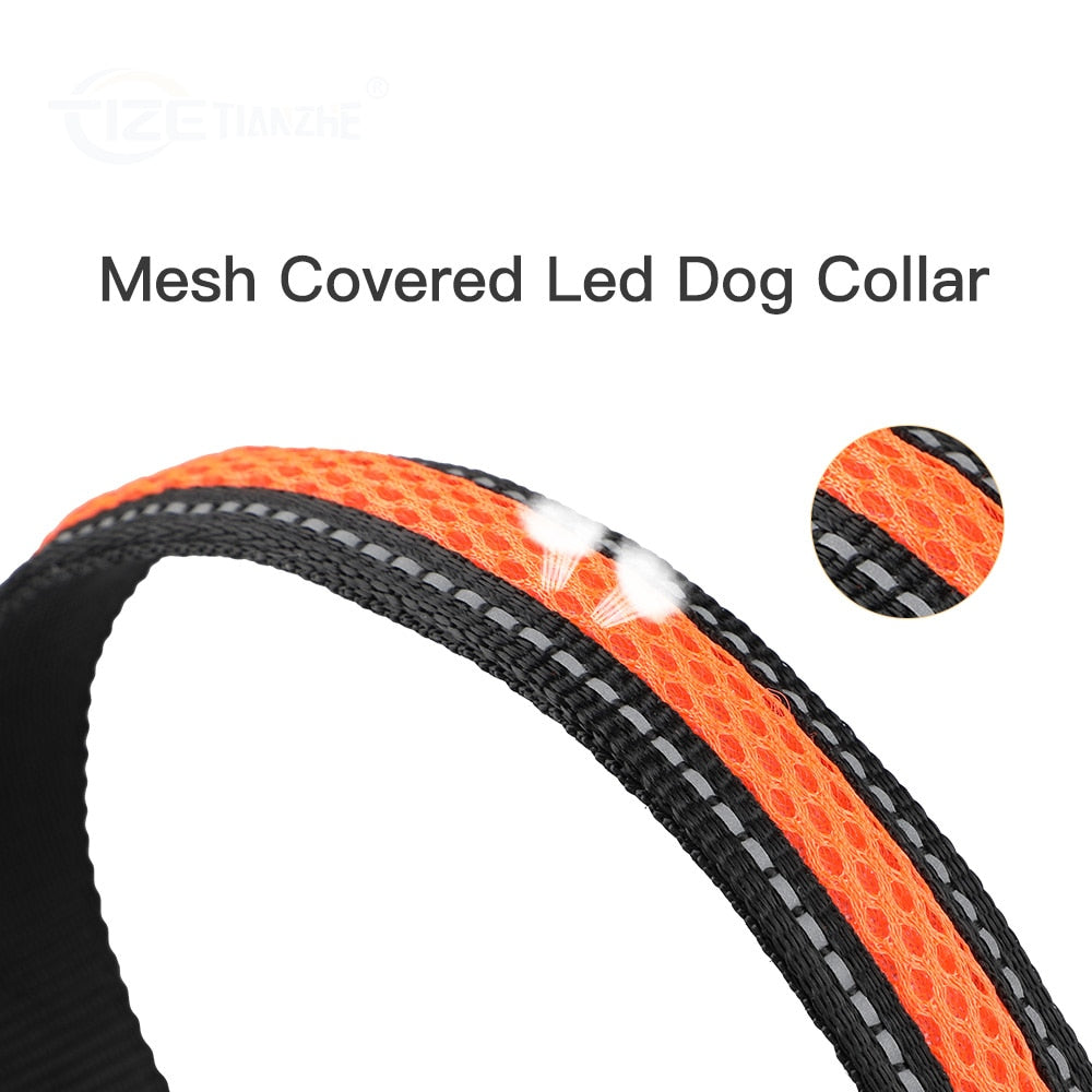 MASBRILL LED Dog Collar Luminous Pet Products Safety Stylish Flashing Glow Necklace Waterproof Reflective Pet Dog Accessories