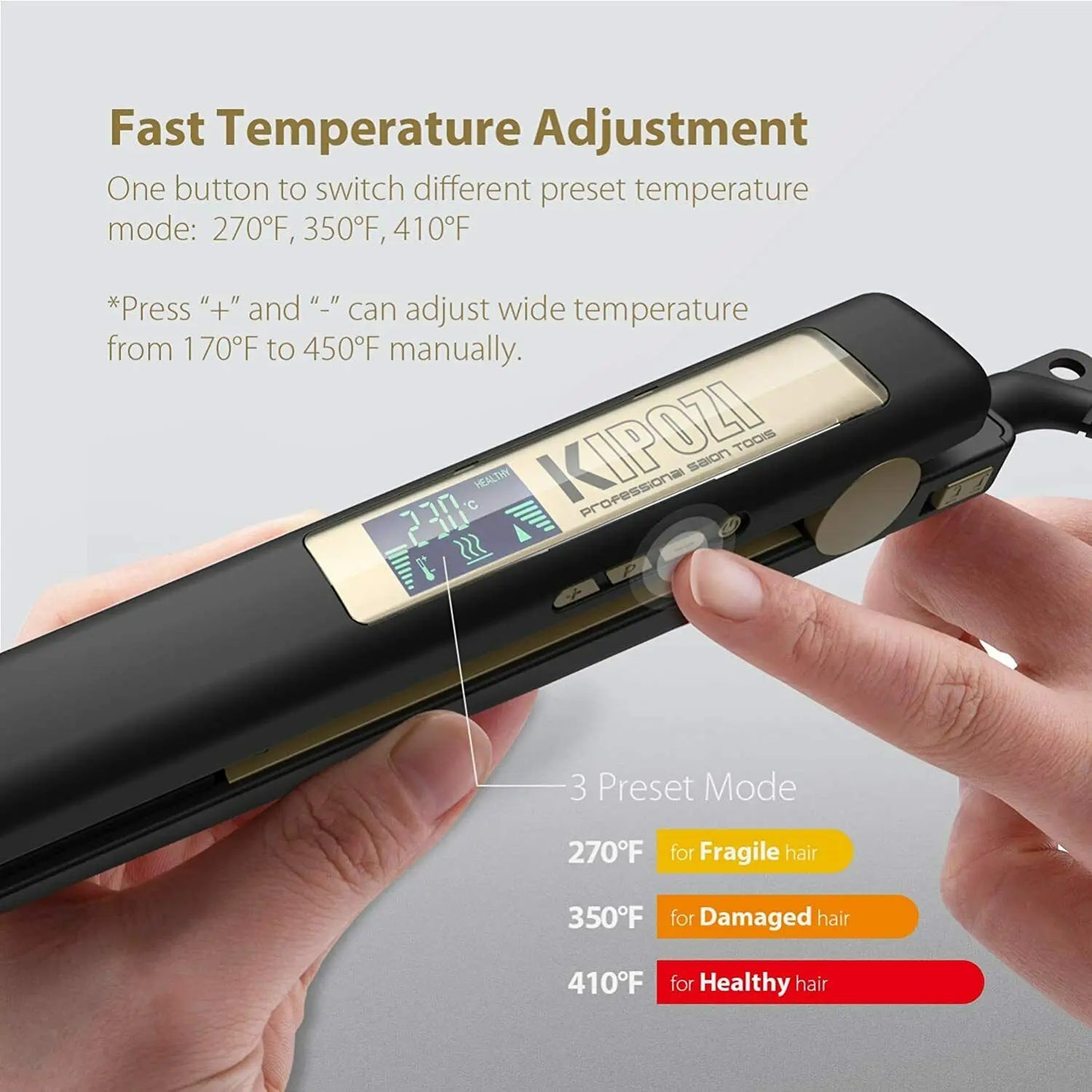 KIPOZI Hair Straightener Professional  Tool LCD Display