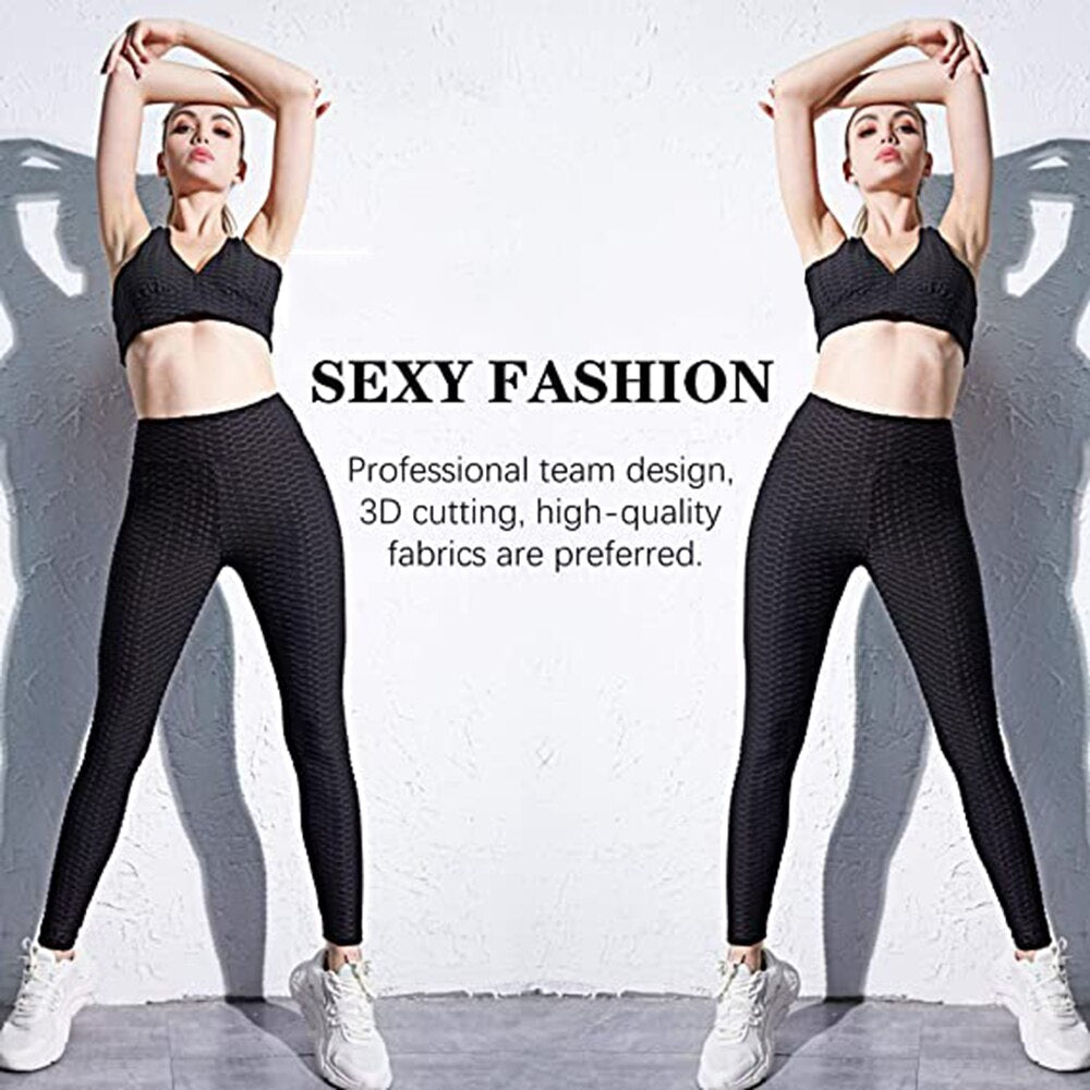 Fitness Yoga Pants Women Sexy Leggings Sport Plus Size Black leggins Jacquard Running Tights Gym Scrunch Anti Cellulite Leggings - DJVWellnessandPets