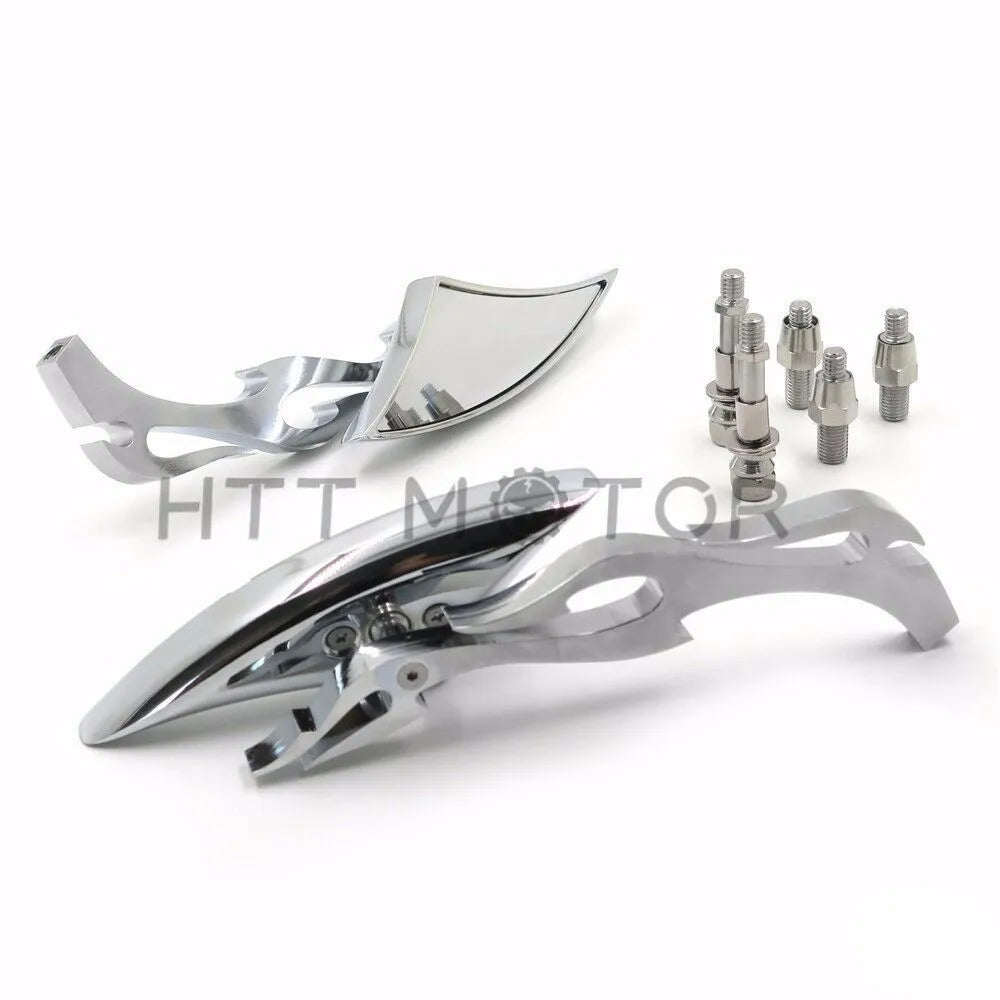 Aftermarket free shipping Universal chromed 10mm 8mm CNC Blade Motorcycle Cruiser Chopper Custom Mirror For Harley davidson