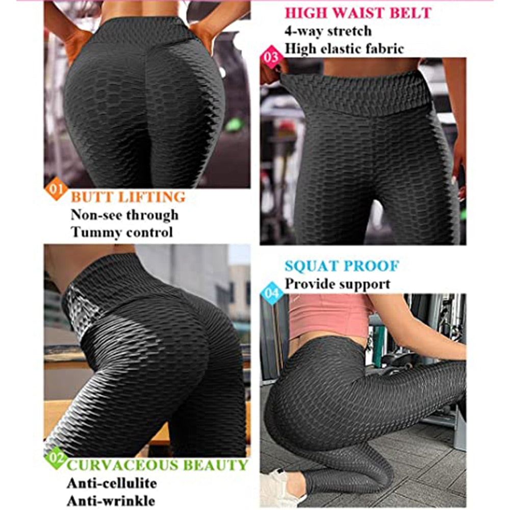 Fitness Yoga Pants Women Sexy Leggings Sport Plus Size Black leggins Jacquard Running Tights Gym Scrunch Anti Cellulite Leggings - DJVWellnessandPets