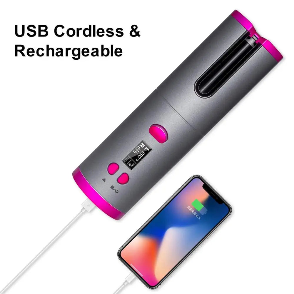 Cordless Automatic Hair Curler Portable Wireless USB