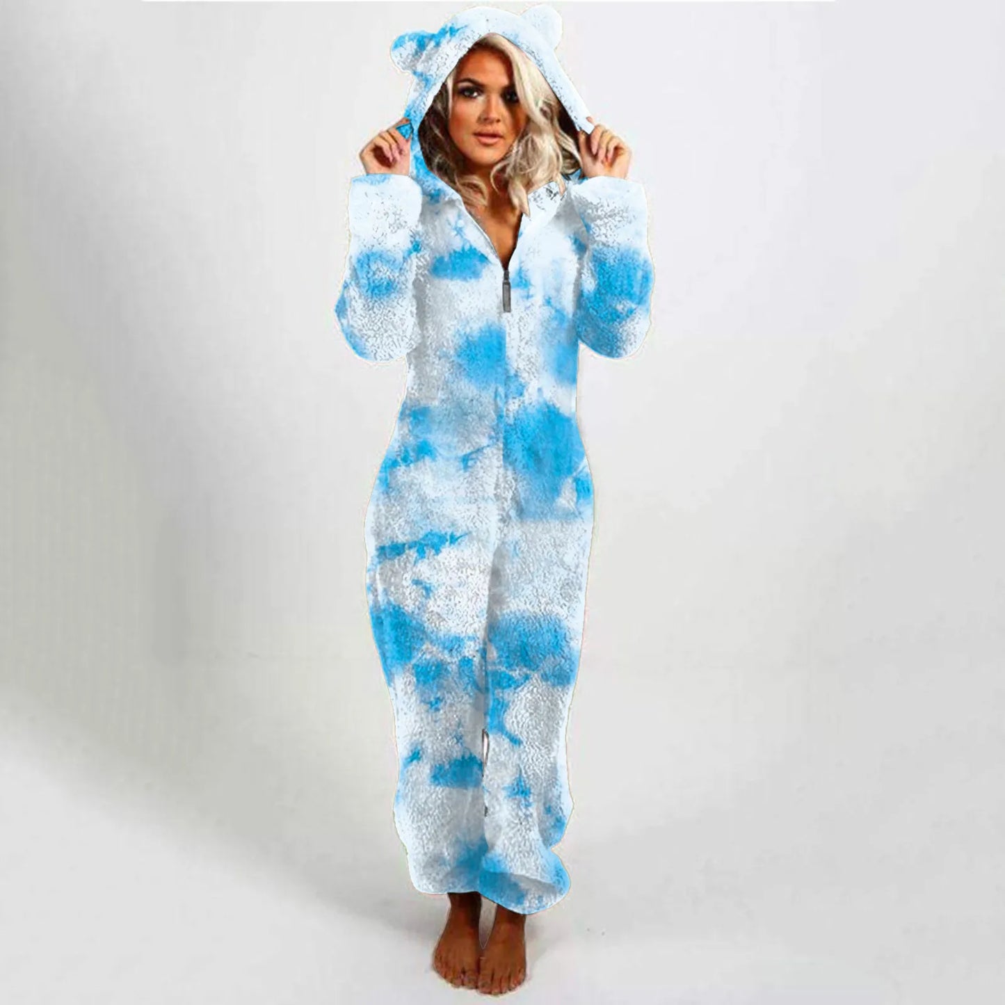 Winter Warm Tie Dye Pyjamas Women Onesize