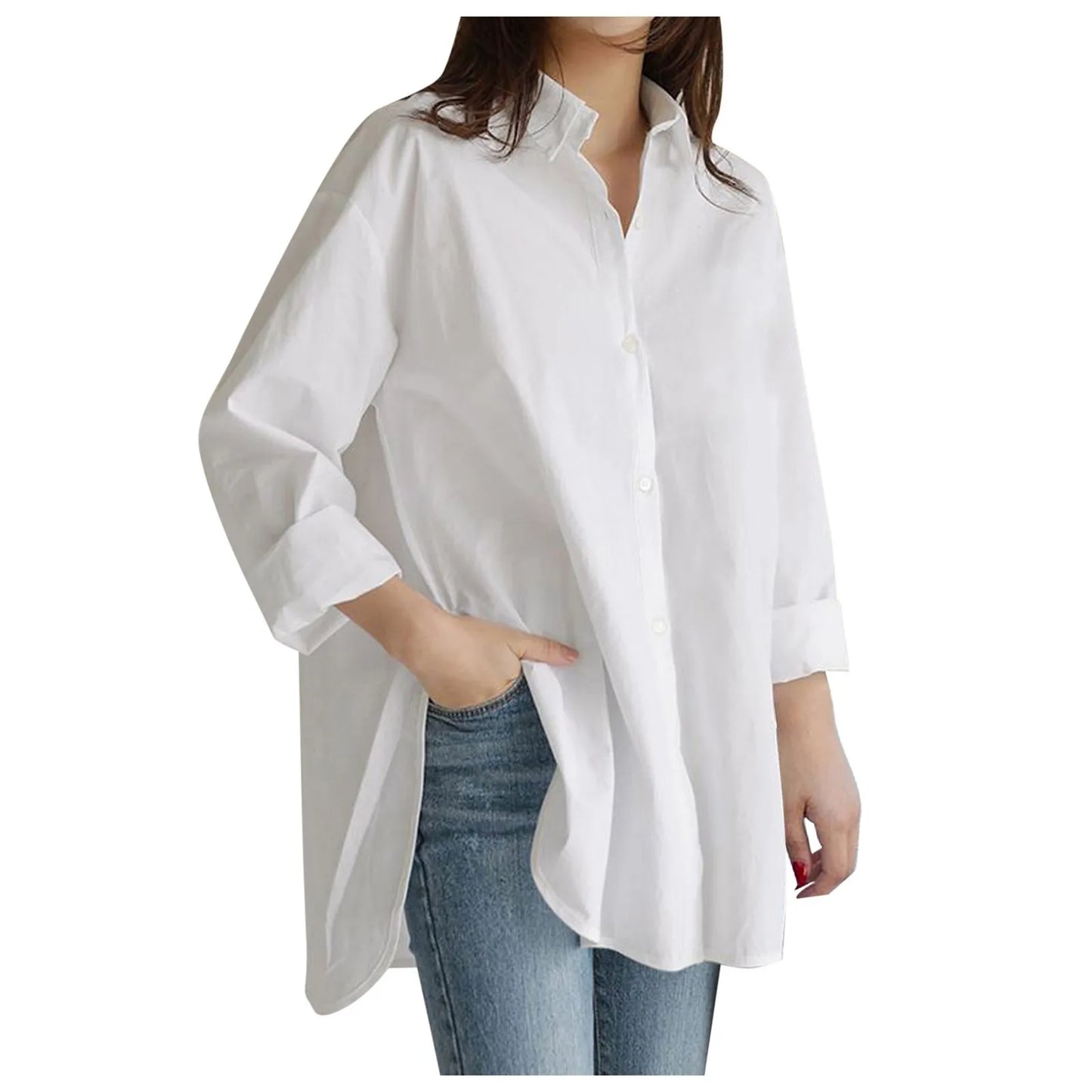 Spring Autumn Plus Size Solid Casual Blouses