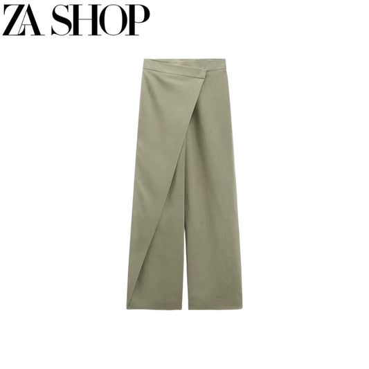 New Blended Wrapping Towel Style Casual Straight Trousers Linen