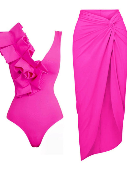 Slimming Sexy Wrap Skirt Hot Spring Beach One-Piece Swimsuit