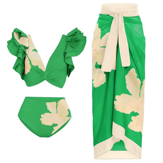 Queen Lotus Flower One-Piece Swimsuit Skirt