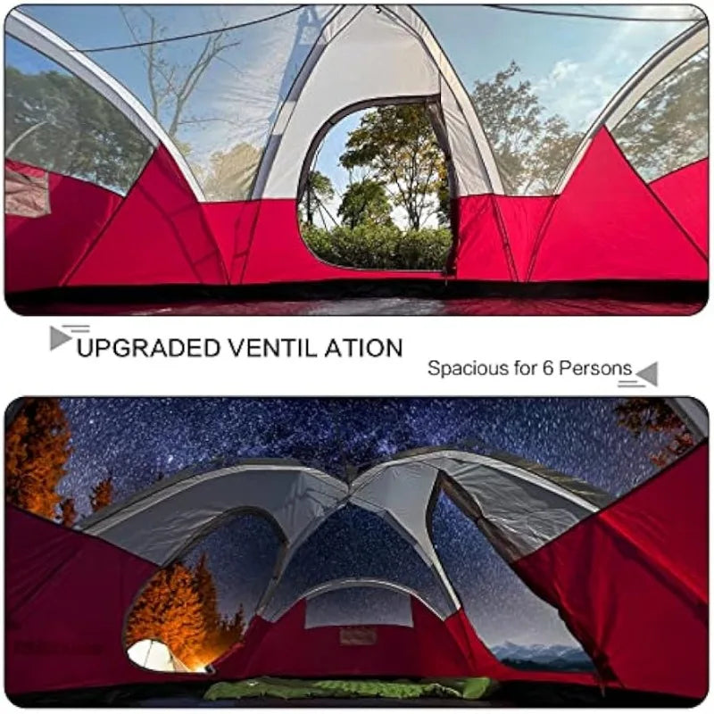 Mansader 6 Person Family Camping Tent,Waterproof Windproof with Top Rainfly,Easy Set Up,Up Tent