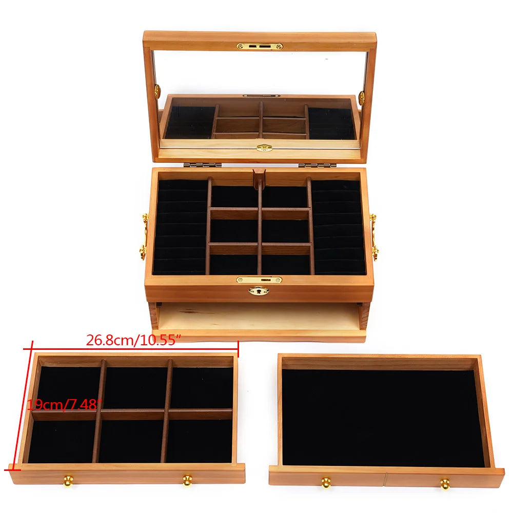 3 Layers Wooden Jewelry Storage Box