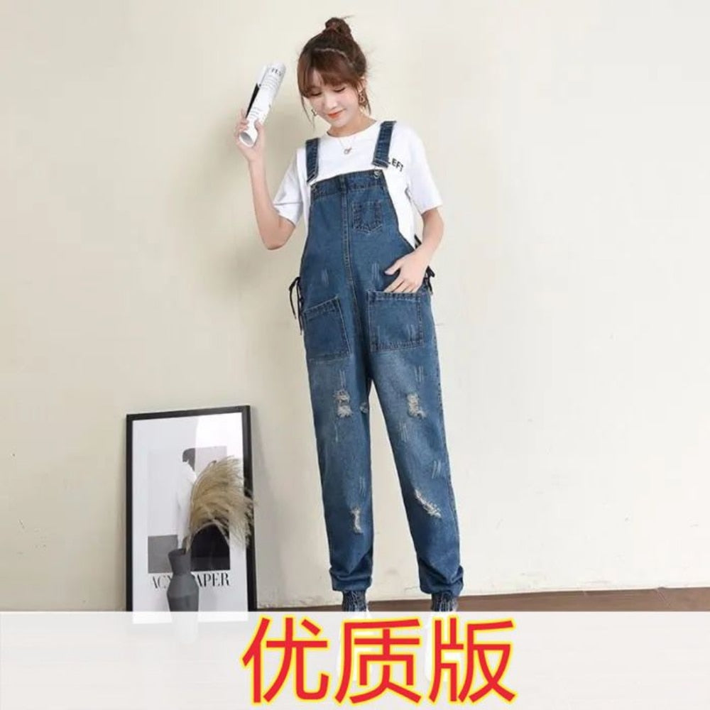 Wide Leg Loose Denim Maternity Bib Jeans Jumpsuits Clothes for Pregnant Women pregnancy photoshoot Overalls Pants Spring Casual