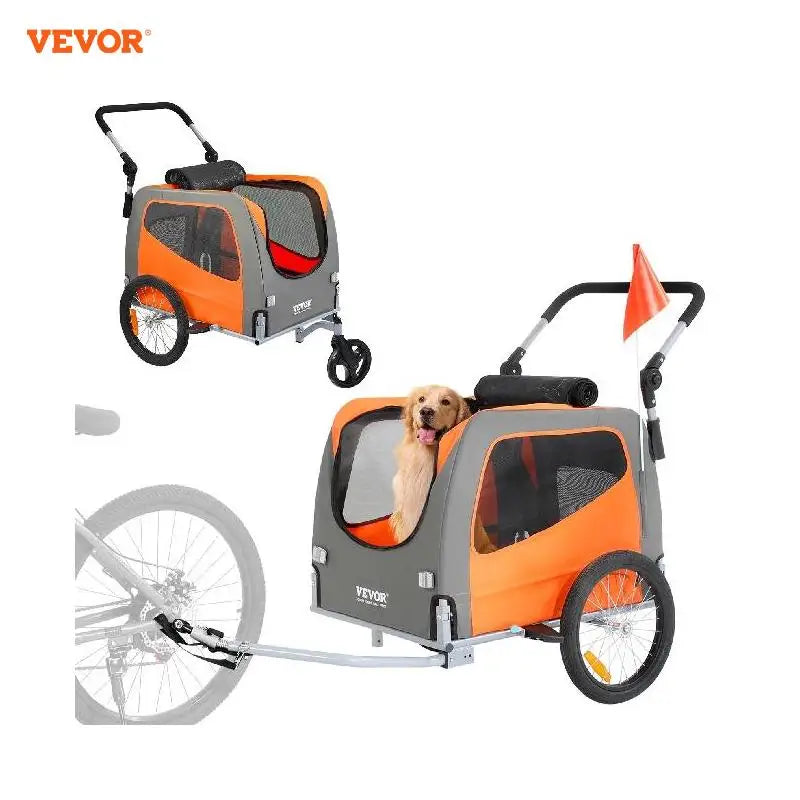 2-in-1 Pet Stroller Cart Bicycle Carrier Foldable