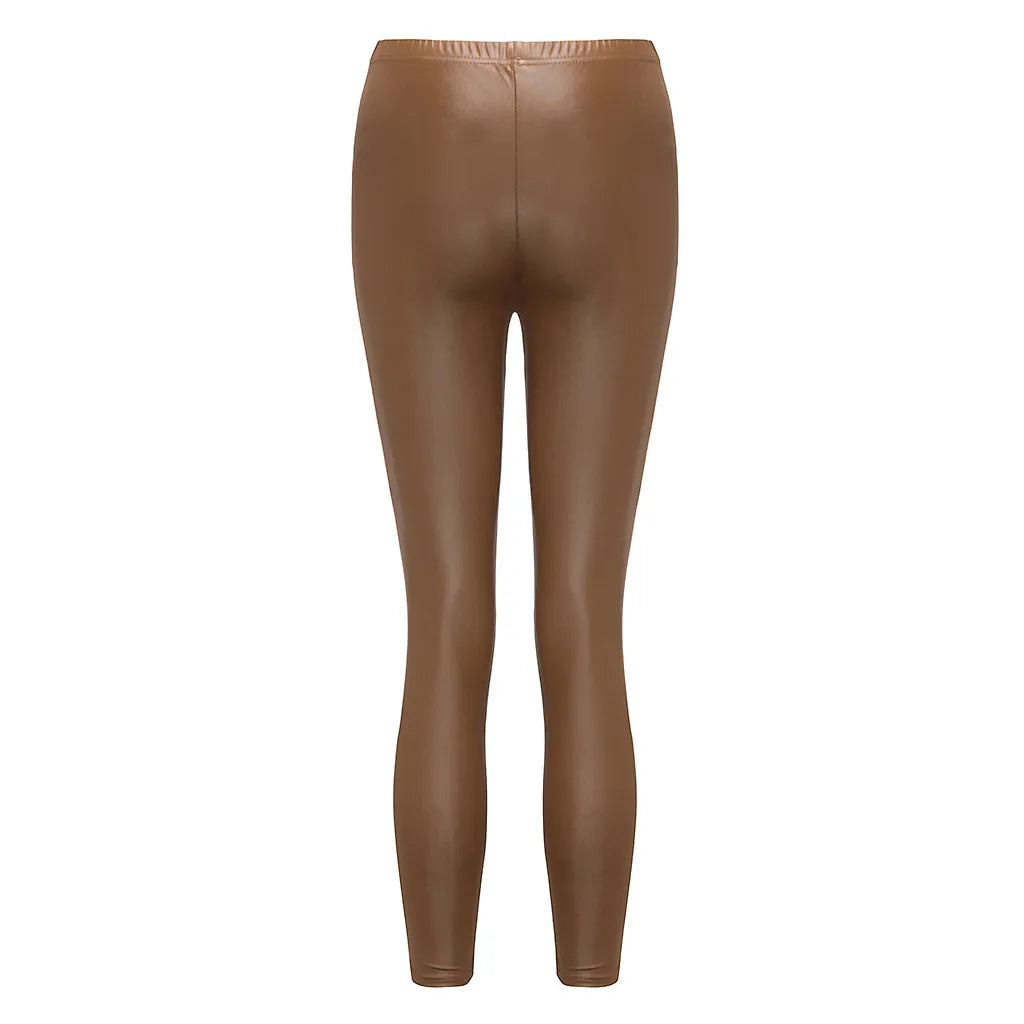 Leggings For Women Imitation Leather Spliced Leggings