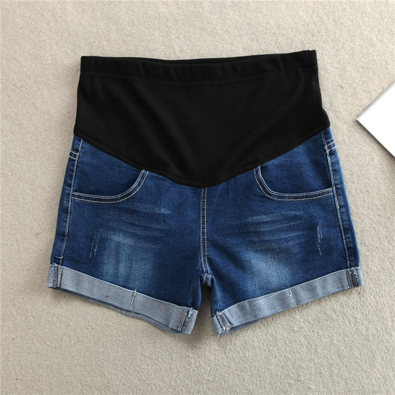 Hot Summer Thin Stretch Denim Maternity Shorts Belly Rolled Up Shorts Clothes for Pregnant Women Casual Pregnancy Short Jeans