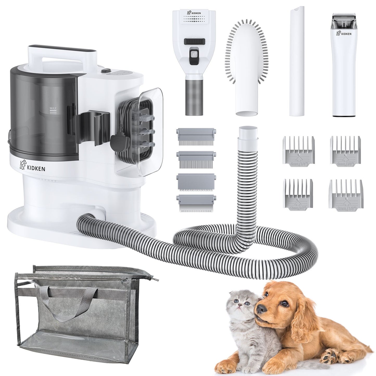 Pet Grooming Kit Vacuum Suction 99% Dog Clipper Hair Professional Grooming Clippers With 5 Grooming Tools For Cats And Animals