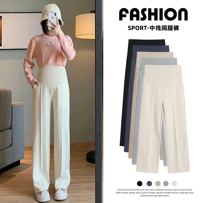 Maternity Long Straight Pants Wide Leg