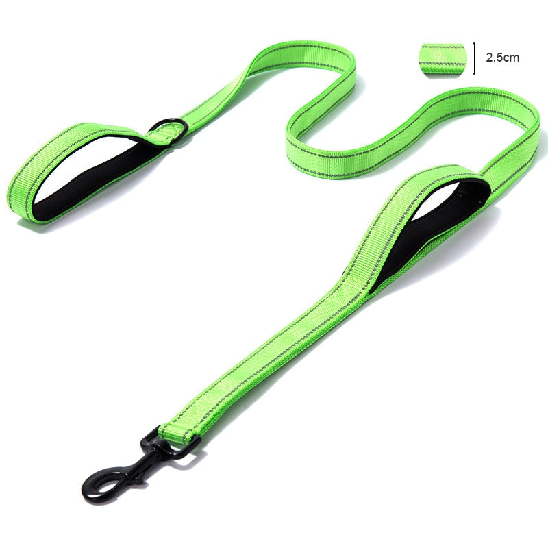 Dual Handle Dog Leash Reflective Padded Dog Leash Heavy Duty Lead Rope For Small Large Dogs Outdoors Trainning Running Pet Leash