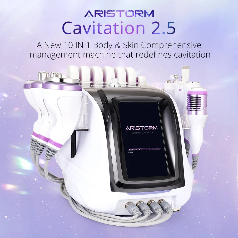 ARISTORM 10 In 1 40K Cavitation Machine Unoisetion Vacuum RF Multifunction Body Face Massage Skin Care Machine for Salon Spa