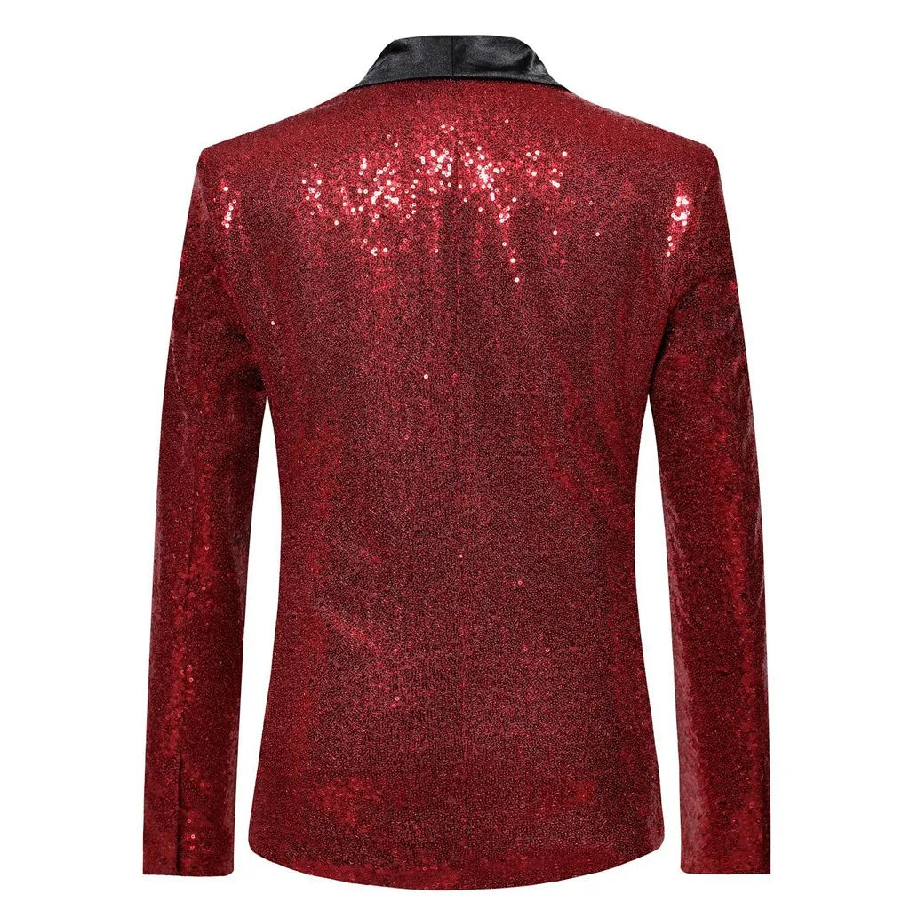 Shiny Gold Sequin Glitter Embellished Blazer Jackets