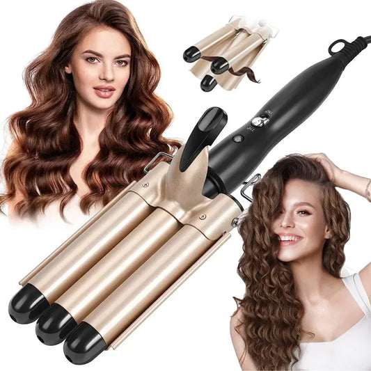 Professional Hair Curling Iron Ceramic Triple Barrel Crimper