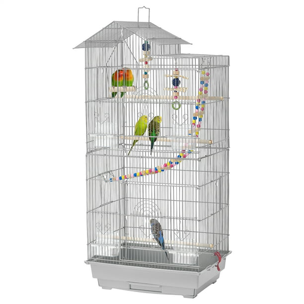 39" Metal Bird Cage with Perches and Toys,Durable, Sturdy,Heavy-Duty,Safe, TD2cqm0001