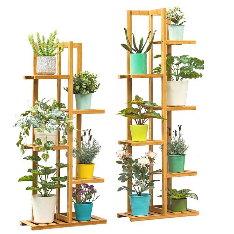 Bamboo 5 / 6  Tier  Plant Stand Rack Multiple Flower Pot Holder Shelf Indoor Outdoor Planter Display Shelving Unit for Patio - DJVWellnessandPets